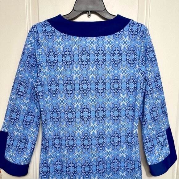Cabana Life Moroccan Tile Tunic Dress in BlueSwim Cover-Upin Blue Size M - Picture 9 of 12